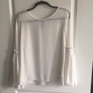 Flared sleeve long sleeve blouse with ruffle detail